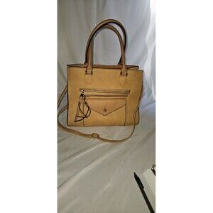 MG Collection Women's Tan Vegan Leather Purse Crossbody Hand Shoulder Bag M